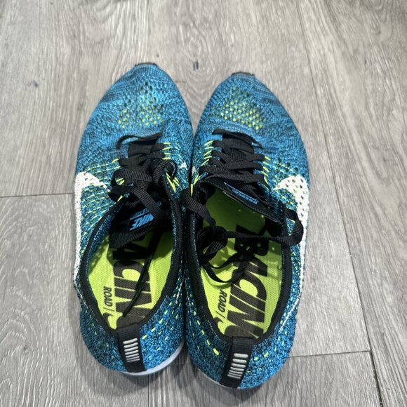 Nike Flyknit Racer Men 4.5/ 6 Women Running Shoes Blue Cactus 526628-402 - Picture 6 of 9